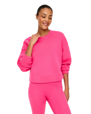 Cotton Fleece Crewneck- Siren Pink