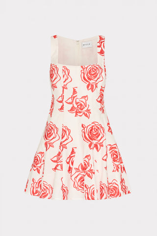 Ariel Rose Embroidery Mini Dress- Red/White