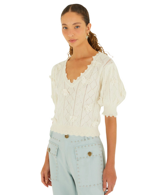 Richilieu 3D Butterflies Artisanal Knit Top