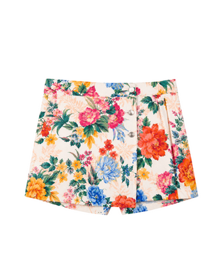 Pink Floral Denim Skort