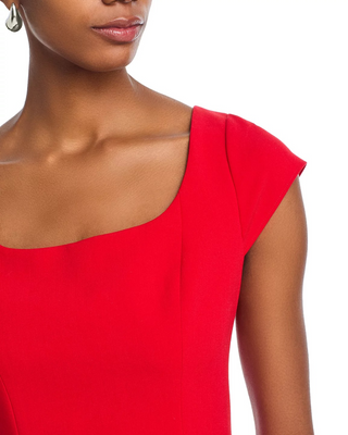 Azra Twill Cap Sleeve Mini Dress- Mars Red