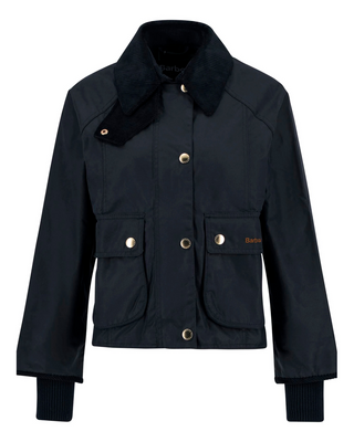 Cropped Beadnell Wax Jacket- Navy/Classic