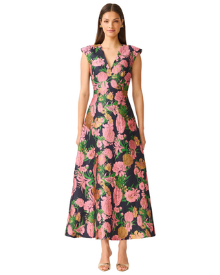 Eclore Maxi Dress- Pink/Black Multi