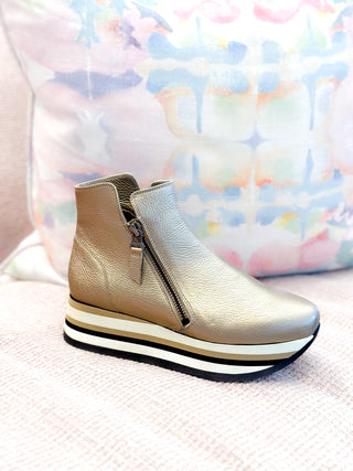 Carter Zipper Sneaker- Light Gold