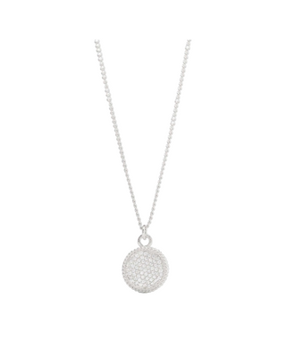 Fleur-de-Lis Solitaire Necklace- Silver-  Pave CZ