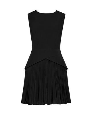 Haddy Pleated Short Sleeve Mini Dress- Black