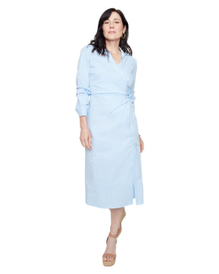 Blue Stripe Button Down Midi Dress