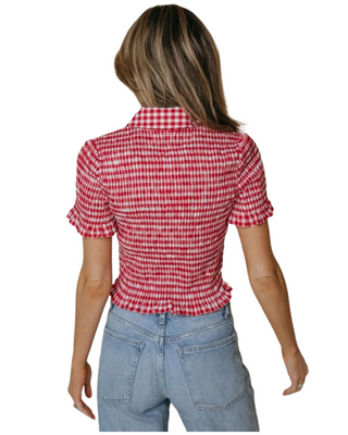 Ziggy Top- Red & Cream Check
