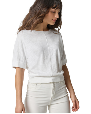 Rib Trim Short Sleeve- White