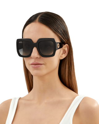 Gucci Oversized Square Sunglasses- Black + Grey