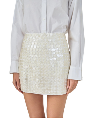 Mother of Pearls Mini Skirt- Off White