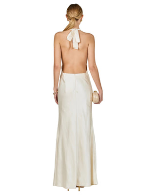 Cowl Neck Halter Maxi Dress- Champagne