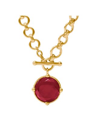 Honeybee Demi Necklace- Gold- Iridescent Ruby Red