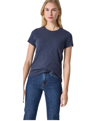 Short Sleeve Back Seam Tee Crewneck- Navy