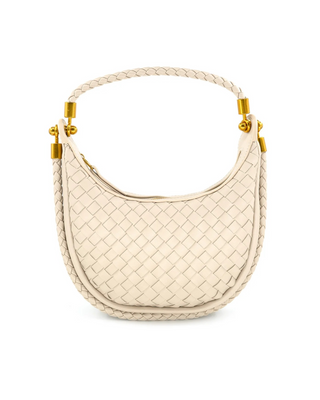 Woven Hobo Handbag- Beige
