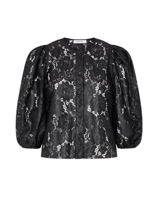 Nannie Textured Lace Top- Black