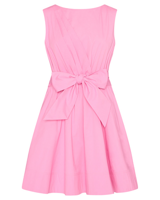 Draped Poplin Sleeveless Mini Dress- Pink