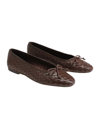 Ruthie Pointed Ballet Flat- Terrazzo Brown Leather