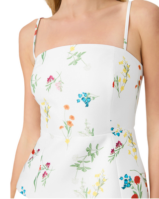 Christine Structured Taffeta Peplum Top- Fleur Summer White