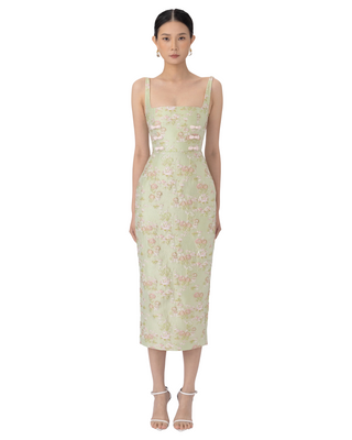 Alice Brocade Dress- Pastel Pistachio
