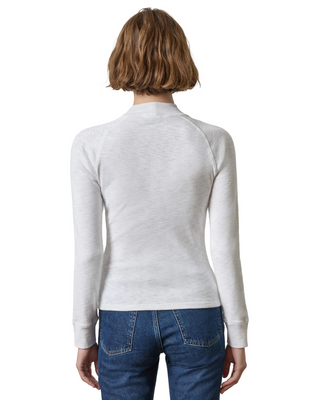 Raglan Long Sleeve Mock Neck Top- White