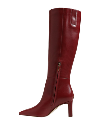 Sylvia Knee-High Boot- Cabernet Red Glossy Leather