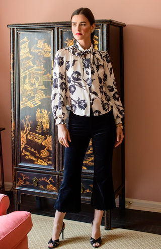 Brit Bow Blouse- Snow Tulip