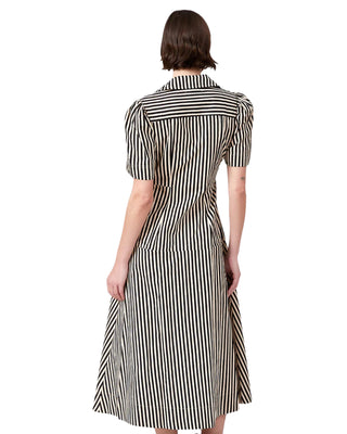 Clark Dress- Ganache Pinstripe