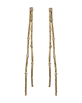 Diamond Dotted Gold Duster Statement Earrings