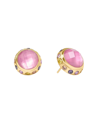 Rainbow Stud- Iridescent Tourmaline Pink
