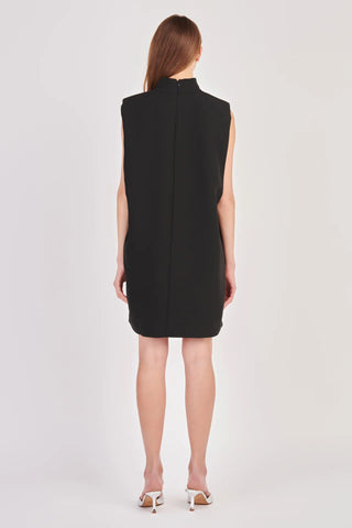 Mimi Mock Neck Sleeveless Dress- Black