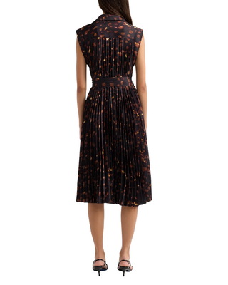 Johanna Printed Twill Dress- Brown Multi