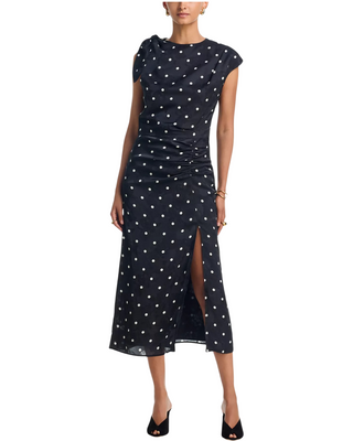 Karina Printed Midi Dress- Black + White