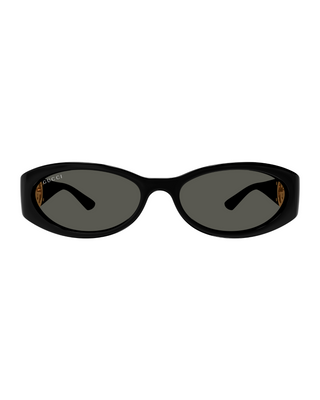 Gucci Narrow Oval Sunglasses- Black + Grey