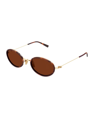 Gucci Emblem Oval Sunglasses- Havana/Brown