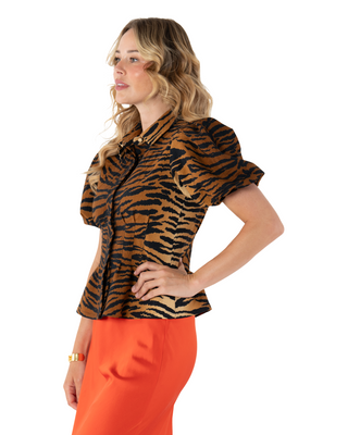 Britt Top- Tiger Jacquard