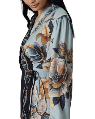 Wrap Wavy Mini Dress- Snake Garden Mix