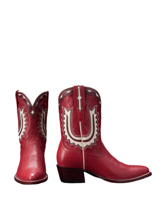 The Jolene Boot- Crimson/Bone