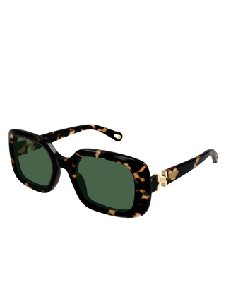 Chloe Marcie Rectangular Sunglasses- Green/Havana