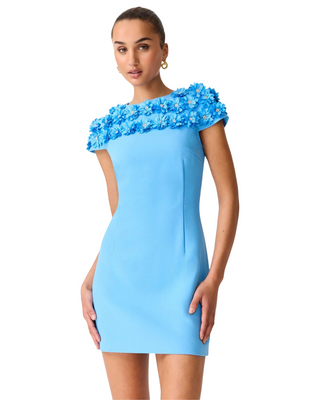 Dali Short Sleeve Mini Dress- Blue