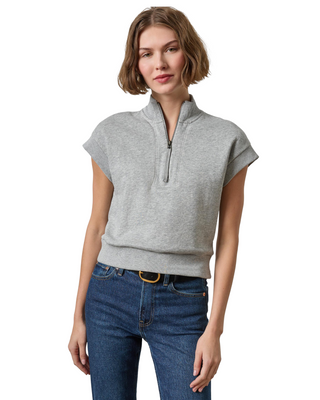 Zip Mock Neck- Heather Gray