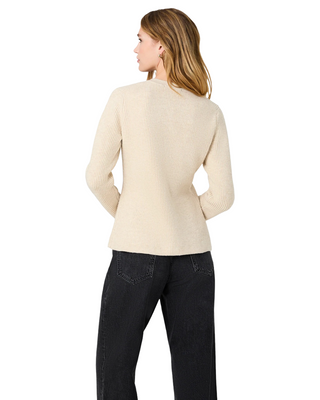 Marley Knit Slim Fit Button Front Top- Oatmeal