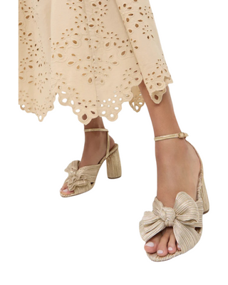 Camellia Knot Mule With Ankle Strap- Platinum