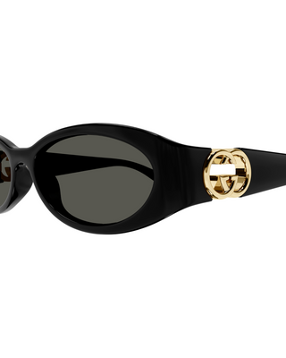 Gucci Narrow Oval Sunglasses- Black + Grey