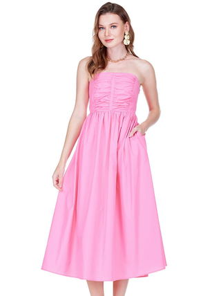 Gathers Tube Dress- Pink