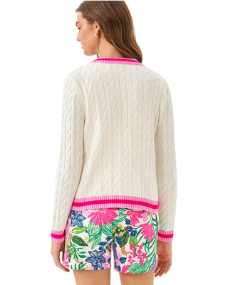 Brockton Polo Cardigan- Coconut x Pink Bliss Tipping