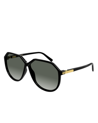 Valentino Round Geometric Sunglasses- Black/Grey