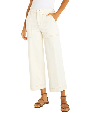 Stride High Rise Wide Leg Crop Patch Pocket Jean- Seaside Dunes