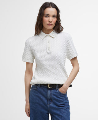 Hartland Knitted Polo Jumper- Cloud