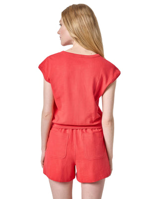 Textured Terry Front Seam Short- Zinnia